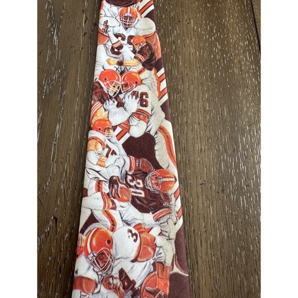 Vintage Ralph Marlin Tie Cleveland Browns 1990 Orange Brown Team Stripes - Picture 5 of 9